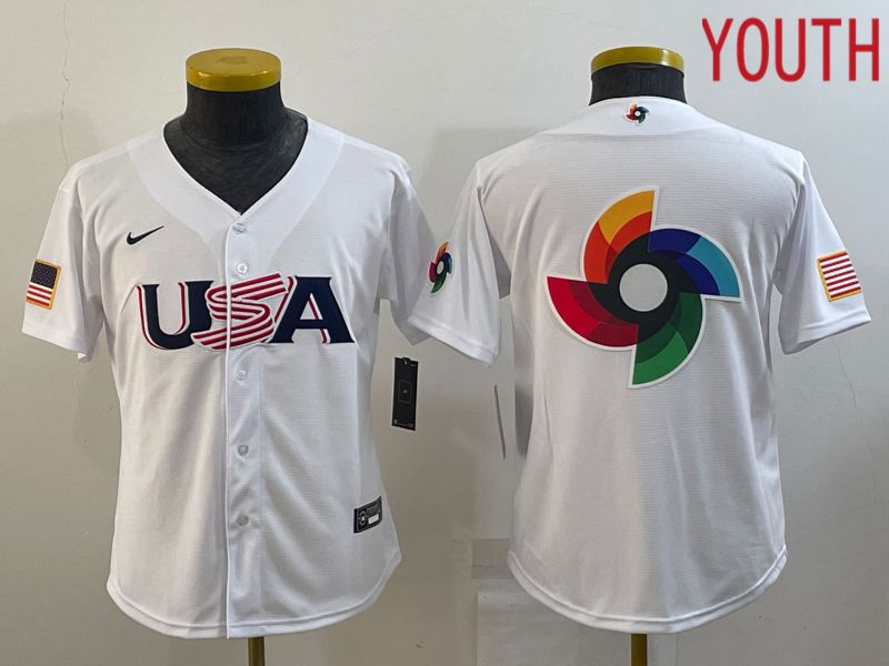 Youth 2023 World Cub USA Blank White Nike MLB Jersey->women mlb jersey->Women Jersey